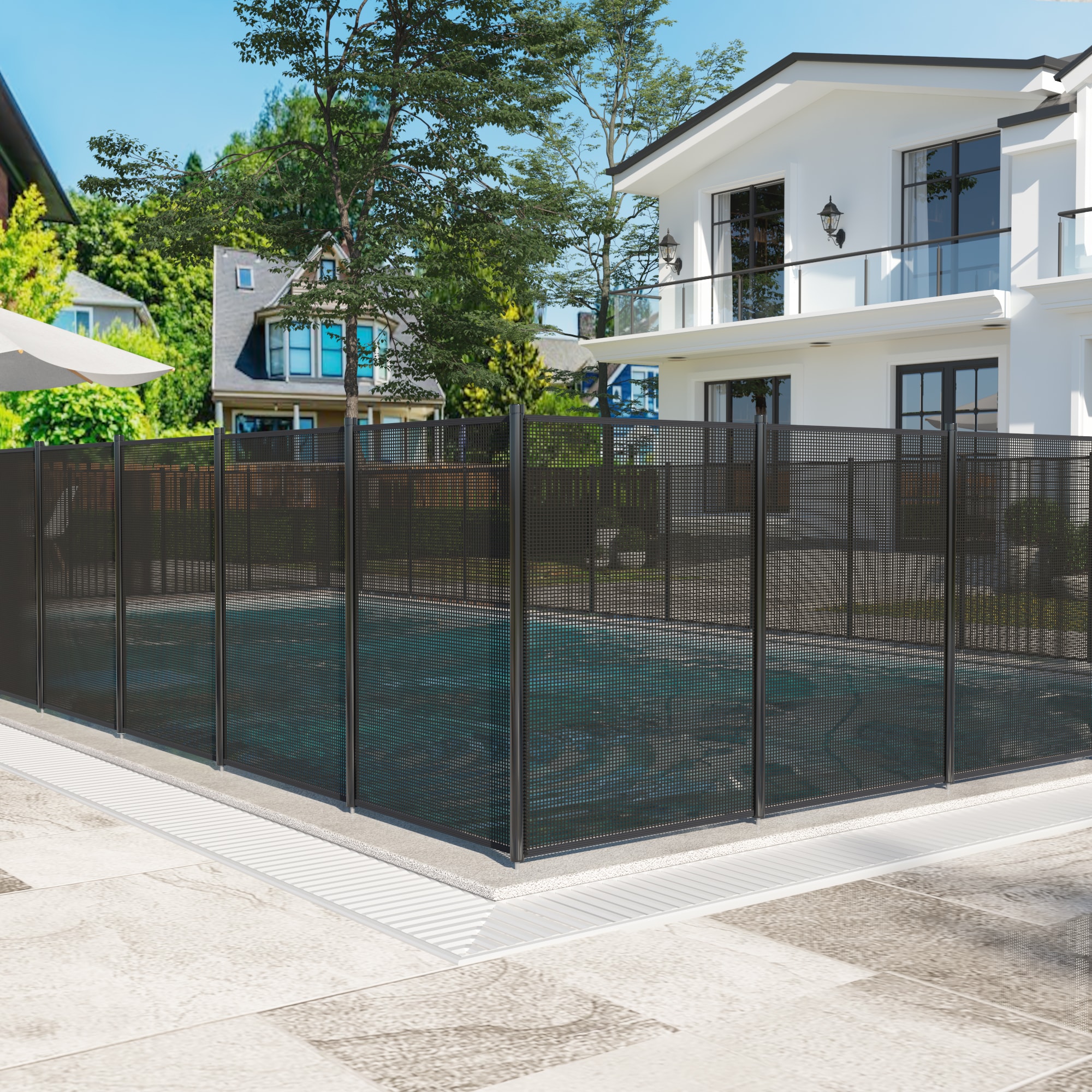 VIWAT 4-ft x 108-ft Black Aluminum Mesh Pool Safety Barrier Panel VIWAT 4-ft x 108-ft Black Aluminum Mesh Pool Safety Barrier Panel