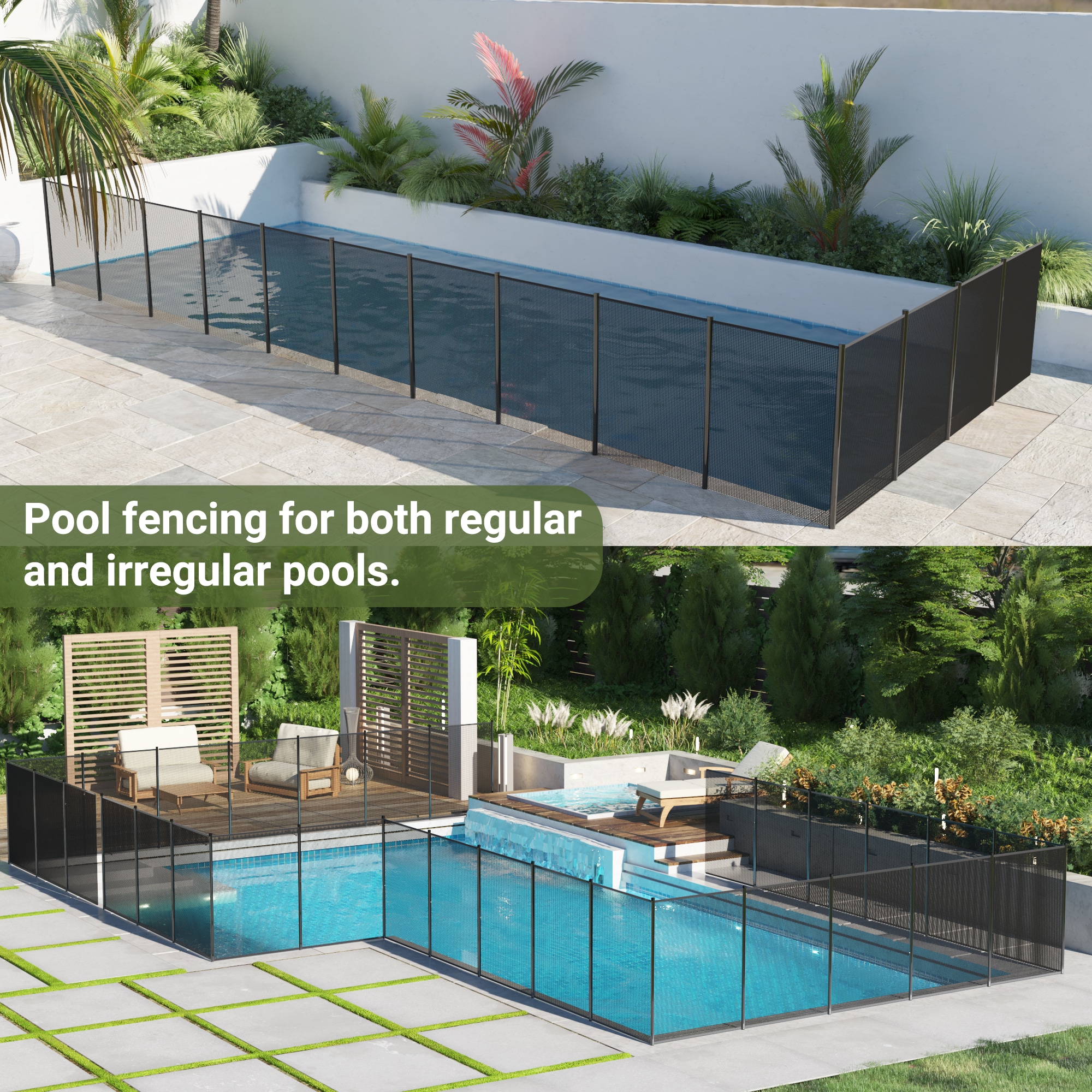 VIWAT 4-ft x 108-ft Black Aluminum Mesh Pool Safety Barrier Panel VIWAT 4-ft x 108-ft Black Aluminum Mesh Pool Safety Barrier Panel