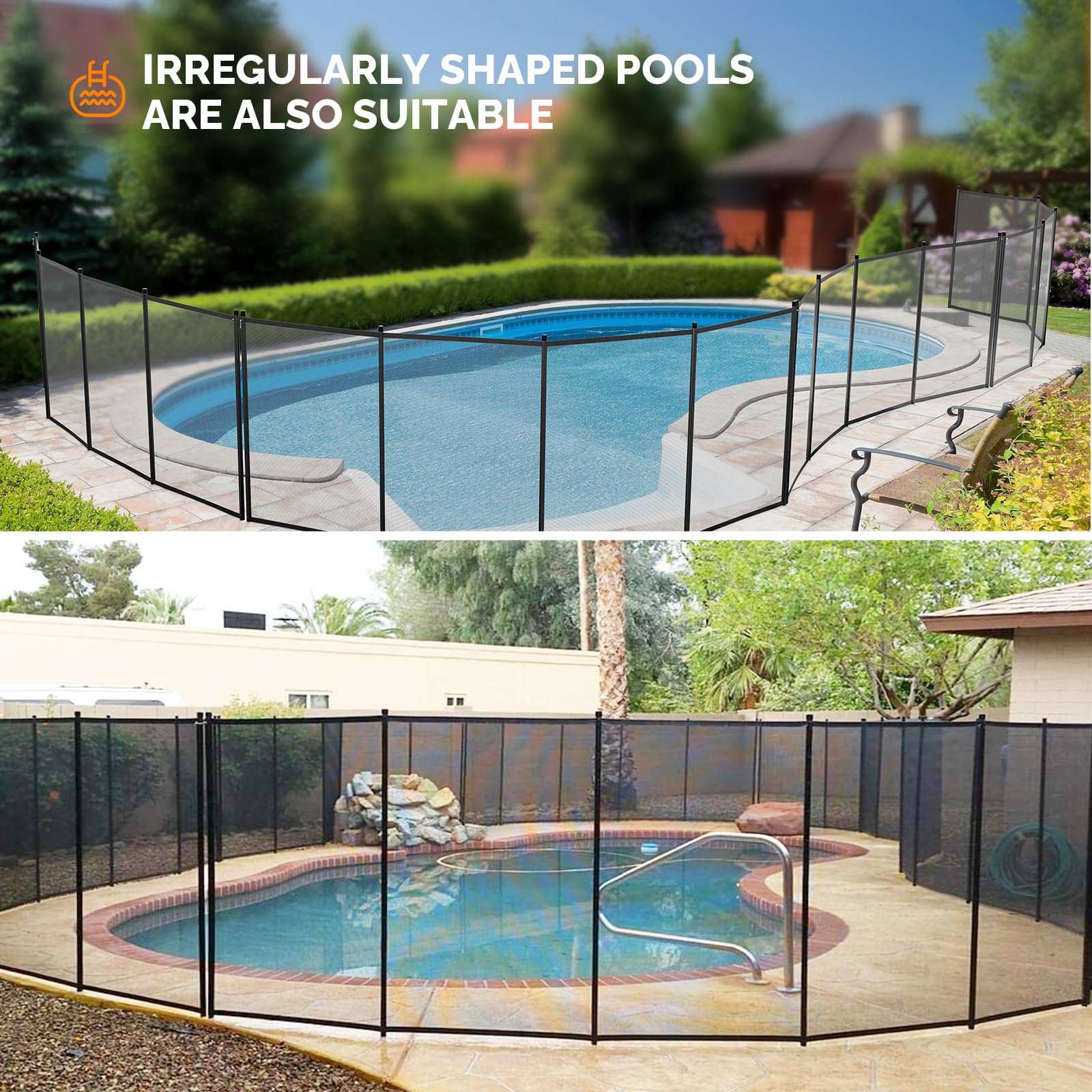 VINGLI 4-ft x 72-ft Black Easy-storaged Pool Fence for Ground Pool Mesh Pool Safety Barrier Panel VINGLI 4-ft x 72-ft Black Easy-storaged Pool Fence for Ground Pool Mesh Pool Safety Barrier Panel