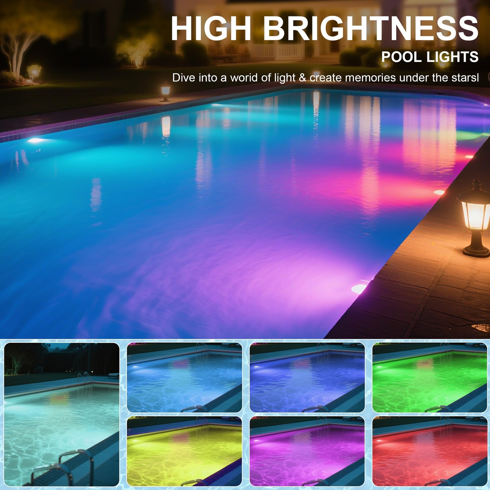 Oyezvary 1 Piece Smart Swimming Pool Light Bulb RGBW LED 45W E26 Base 12 Color Modes Adjustable Brightness Speed Remote and Switch Control Waterproof Oyezvary 1 Piece Smart Swimming Pool Light Bulb RGBW LED 45W E26 Base 12 Color Modes Adjustable Brightness Speed Remote and Switch Control Waterproof