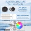 Oyezvary 1 Piece LED Pool Light 60W 10 Inch Inground Light 100FT Cord RGB Flush Mount IP68 Stainless Steel Remote APP Control for Wet Niche