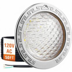 Oyezvary 10 Inch 120V LED Pool Light 35W 4000 Lumen Cool White 6000K Fits Standard 10 Inch Niches Stainless Steel Housing 50 Foot Cord 1 Piece