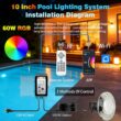 Oyezvary 1 Piece 10 Inch LED Pool Light 60W RGB Multicolor Underwater Spa Light with 50 Ft Cord 12V Wet Niche Remote APP Controller IP68 Stainless Steel