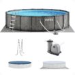 Intex 18-ft x 18-ft x 48-in Metal frame Round Above-Ground Pool with Filter Pump with Ground Cloth with Pool Cover with Ladder