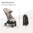 UPPAbaby Minu V3 Travel Stroller - Lightweight + Compact Design - One-Hand Fold + Unfold - from Birth + Overhead Compatible - Ada (Sandstone/Carbon Frame/Chestnut Leather)
