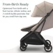 UPPAbaby Minu V3 Travel Stroller - Lightweight + Compact Design - One-Hand Fold + Unfold - from Birth + Overhead Compatible - Ada (Sandstone/Carbon Frame/Chestnut Leather)