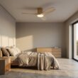Generation Lighting Maverick 44-in Burnished Brass with White Blades LED Covered Outdoor Flush Mount Smart Ceiling Fan With Light and Remote Control Included 3 -Blade