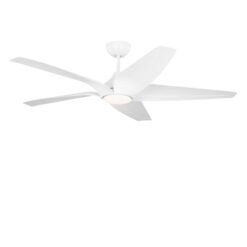 Generation Lighting Dellwood 56-in Matte White with White Blades Covered Outdoor Smart Ceiling Fan Without Light and Remote Control Included 5 -Blade