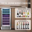 COWSAR 14.96-in W 28 -Bottles Silver Dual Zone Cooling Built-in/Undercounter Indoor Wine Cooler