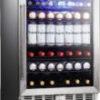 COWSAR 24.33-in W 146 -Can Capacity Silver Built-in/Freestanding Indoor Beverage Refrigerator with Glass Door
