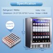 COWSAR 24.33-in W 146 -Can Capacity Silver Built-in/Freestanding Indoor Beverage Refrigerator with Glass Door