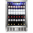 COWSAR 24.33-in W 146 -Can Capacity Silver Built-in/Freestanding Indoor Beverage Refrigerator with Glass Door