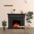 COWSAR 43.31-in W Black Free standing Infrared quartz Corner or Flat Wall Electric Fireplace with Remote Control Included