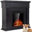 COWSAR 43.31-in W Black Free standing Infrared quartz Corner or Flat Wall Electric Fireplace with Remote Control Included