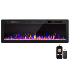 COWSAR 49.4-in W Black Wall mount Infrared quartz Electric Fireplace with Remote Control Included