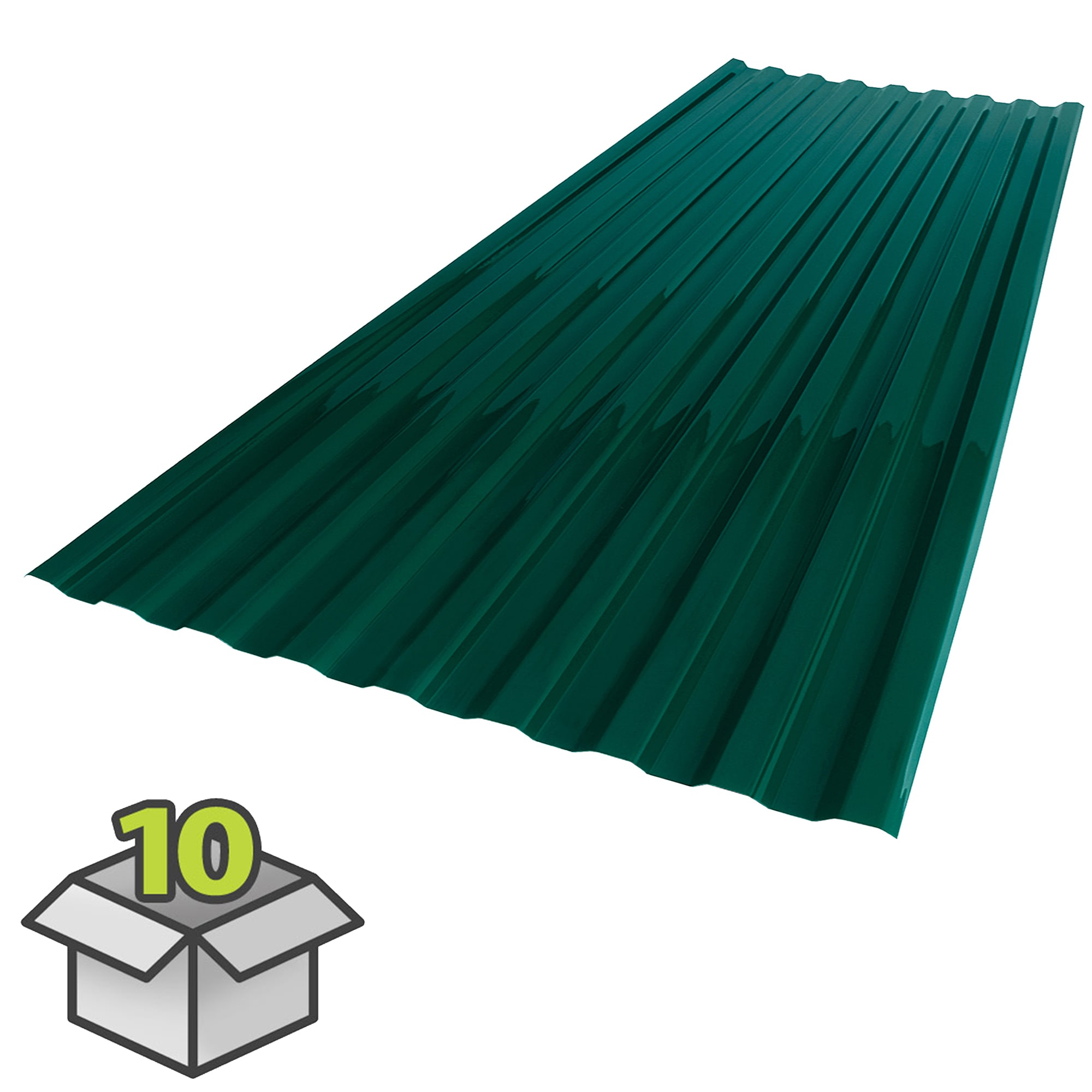SUNTUF Suntuf 2.2-ft x 6-ft Corrugated Hunter Green Polycarbonate plastic Roof Panel 10 -Pack SUNTUF Suntuf 2.2-ft x 6-ft Corrugated Hunter Green Polycarbonate plastic Roof Panel 10 -Pack