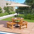 BABOOM 44-in Yellow wood Round Picnic Table