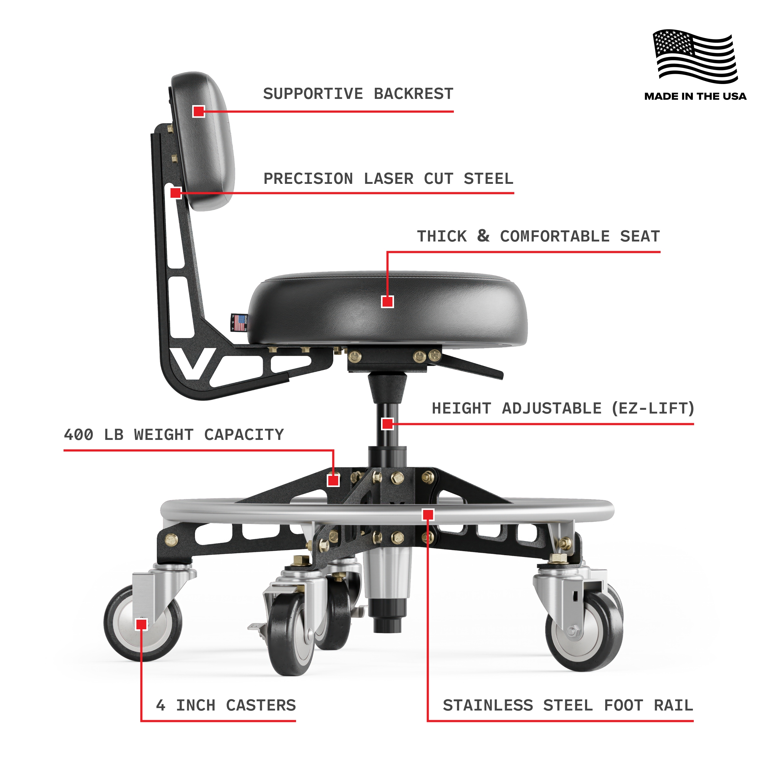 Vyper 17-in x 23-in Work seat ( Multiple colors/finishes ) Vyper 17-in x 23-in Work seat ( Multiple colors/finishes )