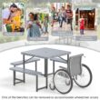 BABOOM 4-8 Person Outdoor Square Picnic Table and Bench Set with Umbrella Hole
