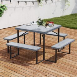 BABOOM 34-in Gray Resin Square Picnic Table