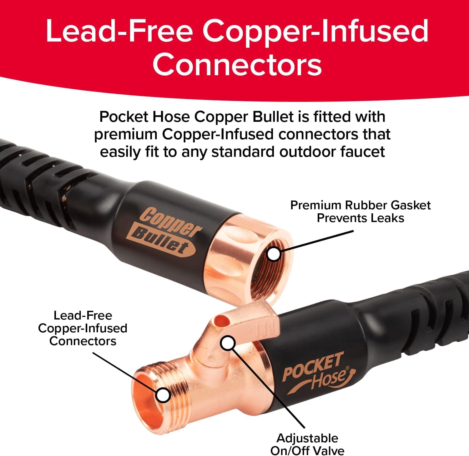 Pocket Hose 100 FT Copper Bullet Expandable Garden Hose w/10 Pattern Thumb Spray Nozzle AS SEEN ON TV 650psi 3/4 in Patented Lead-Free Ultra-Lightweight Solid Copper Anodized Aluminum Pocket Hose 100 FT Copper Bullet Expandable Garden Hose w/10 Pattern Thumb Spray Nozzle AS SEEN ON TV 650psi 3/4 in Patented Lead-Free Ultra-Lightweight Solid Copper Anodized Aluminum