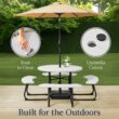 Best Choice Products 8-Person Circular Outdoor Picnic Table w/ 4 Benches Umbrella Hole 2000lb Capacity - White Best Choice Products 8-Person Circular Outdoor Picnic Table w/ 4 Benches Umbrella Hole 2000lb Capacity - White