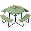 Best Choice Products 8-Person Circular Outdoor Picnic Table w/ 4 Benches Umbrella Hole 2000lb Capacity - Green