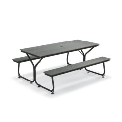 WELLFOR 72-in Gray Plastic Rectangle Picnic Table