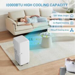 Garvee 10000 BTU Portable AC 4-in-1 Cooling for 450 Sq Ft Rooms Dehumidifier Fan Remote 24H Timer