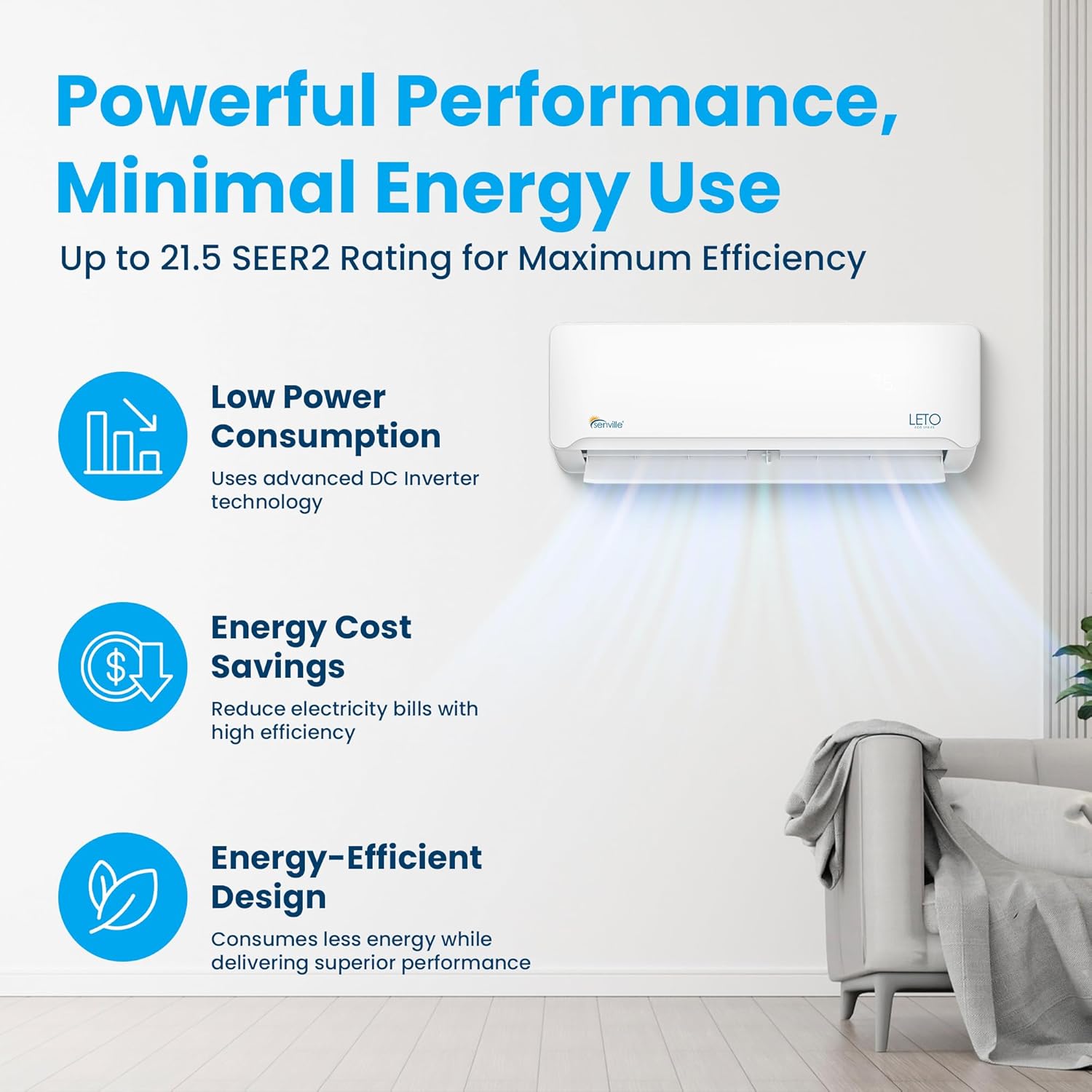 Senville LETO Series Mini Split Air Conditioner Heat Pump 12000 BTU 110/120V Inverter Works with Alexa SEER2 20.8 1 Ton White Senville LETO Series Mini Split Air Conditioner Heat Pump 12000 BTU 110/120V Inverter Works with Alexa SEER2 20.8 1 Ton White