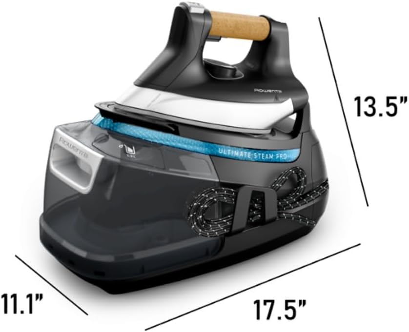 Rowenta, Iron, Ultimate Steam Pro Stainless Steel Soleplate Professional Steam Station for Clothes, 1800 Watts, 1.3L Removable Tank, Boiler Technology, Fast Heat Up, Black Clothes Iron, DG8668 Rowenta, Iron, Ultimate Steam Pro Stainless Steel Soleplate Professional Steam Station for Clothes, 1800 Watts, 1.3L Removable Tank, Boiler Technology, Fast Heat Up, Black Clothes Iron, DG8668