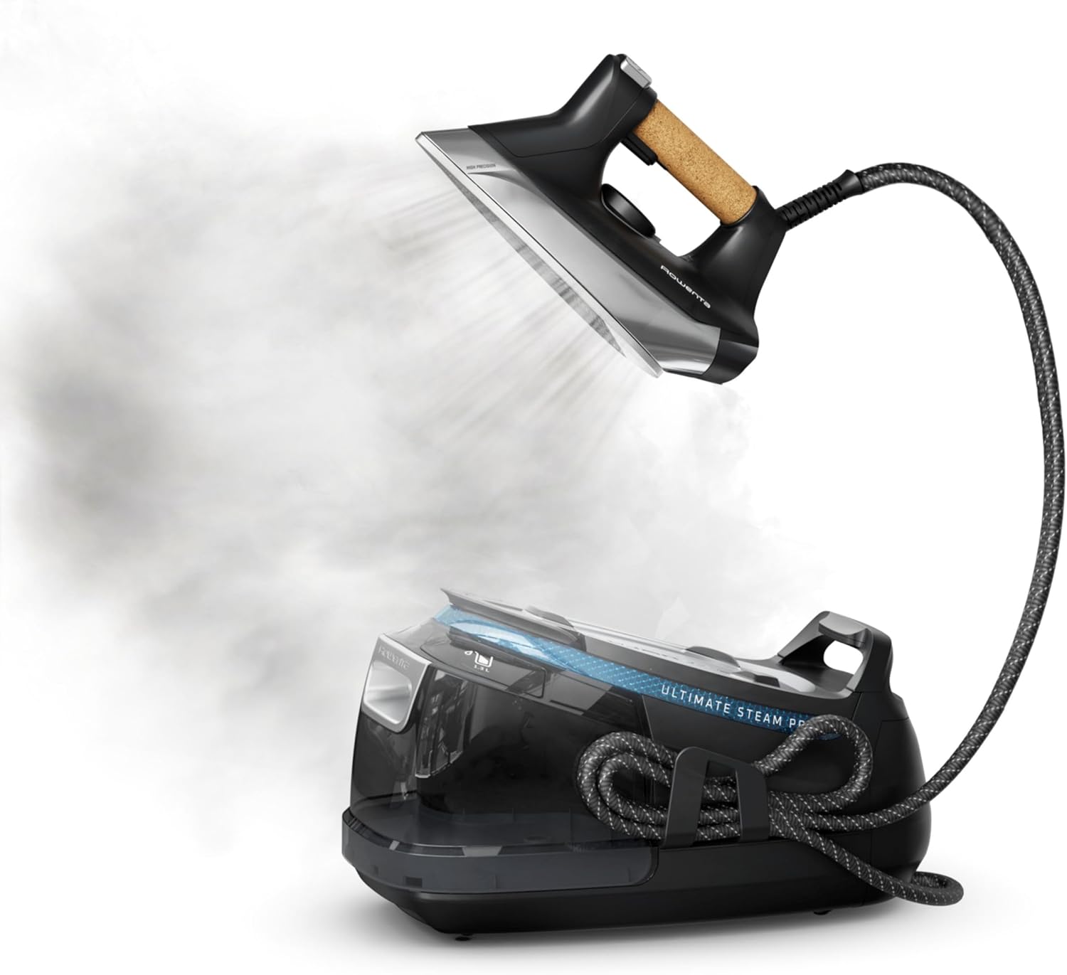 Rowenta, Iron, Ultimate Steam Pro Stainless Steel Soleplate Professional Steam Station for Clothes, 1800 Watts, 1.3L Removable Tank, Boiler Technology, Fast Heat Up, Black Clothes Iron, DG8668 Rowenta, Iron, Ultimate Steam Pro Stainless Steel Soleplate Professional Steam Station for Clothes, 1800 Watts, 1.3L Removable Tank, Boiler Technology, Fast Heat Up, Black Clothes Iron, DG8668