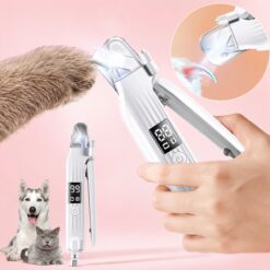 2-in-1 Electric Pet Nail Trimmer & Grinder with LED Light – Rechargeable Nail Grooming Tool for Small, Medium & Large Dogs and Cats