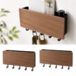 Wall Mounted Bamboo Key Holder Rack with Hooks – Decorative Key and Coat Organizer for Entryway and Home Storage
