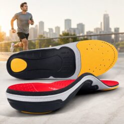 Orthopedic Plantar Fasciitis Insoles with Arch Support for Men & Women – Flat Feet Relief Inserts for Work Shoes, Sneakers & Sports Footwear, 127G2-STS-red