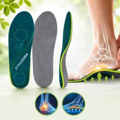 Orthopedic Plantar Fasciitis Insoles with Arch Support for Men & Women – Flat Feet Relief Inserts for Work Shoes, Sneakers & Sports Footwear, Green