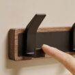 BAKALA Black Wood Wall Hook Rack – Wall Mounted Coat and Towel Holder for Bathroom, Kitchen, Bedroom and Hallway