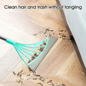 Silicone Rubber Broom Mop with Squeegee for Floor Cleaning Pet Hair and Bathroom Use (1pcs)