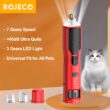 ROJECO Rechargeable Pet Nail Grinder with LED Light – 7 Speed Electric Nail Trimmer for Dogs and Cats