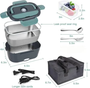 Portable Electric Lunch Box 1.5L Leakproof Food Warmer for Car and Home Use