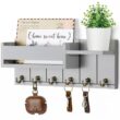 Rustic Wood Key Holder with Shelf and 6 Hooks – Wall Mounted Key Rack and Mail Organizer for Entryway and Living Room