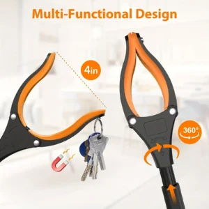 32 Inch Rotating Grabber Reacher Tool with 360° Grip, Lightweight Heavy Duty Multi-Purpose Pick-Up Tool