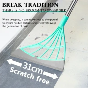 Silicone Rubber Broom Mop with Squeegee for Floor Cleaning Pet Hair and Bathroom Use (1pcs)
