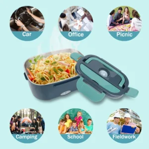 Portable Electric Lunch Box 1.5L Leakproof Food Warmer for Car and Home Use