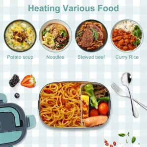 Portable Electric Lunch Box 1.5L Leakproof Food Warmer for Car and Home Use