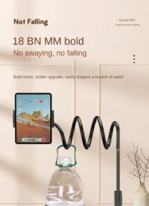 128cm Flexible Phone Holder Stand with 360° Rotating Clamp Mount for Bed, Desk & Headboard – Compatible with 3.5 to 6.7 Inch Phones