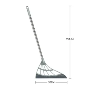 Silicone Rubber Broom Mop with Squeegee for Floor Cleaning Pet Hair and Bathroom Use (1pcs)