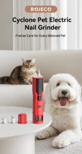ROJECO Rechargeable Pet Nail Grinder with LED Light – 7 Speed Electric Nail Trimmer for Dogs and Cats