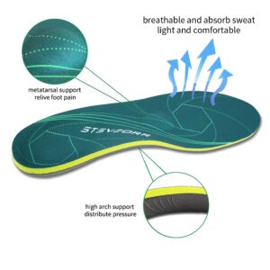 Orthopedic Plantar Fasciitis Insoles with Arch Support for Men & Women – Flat Feet Relief Inserts for Work Shoes, Sneakers & Sports Footwear,127G2-IFI-Green