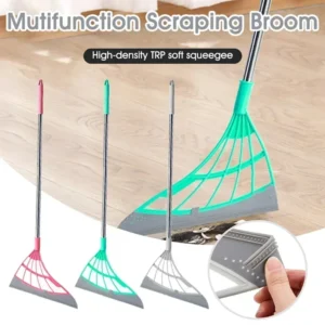 Silicone Rubber Broom Mop with Squeegee for Floor Cleaning Pet Hair and Bathroom Use (1pcs)